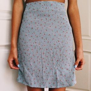 Brandy Melville Floral Plaid Skirt